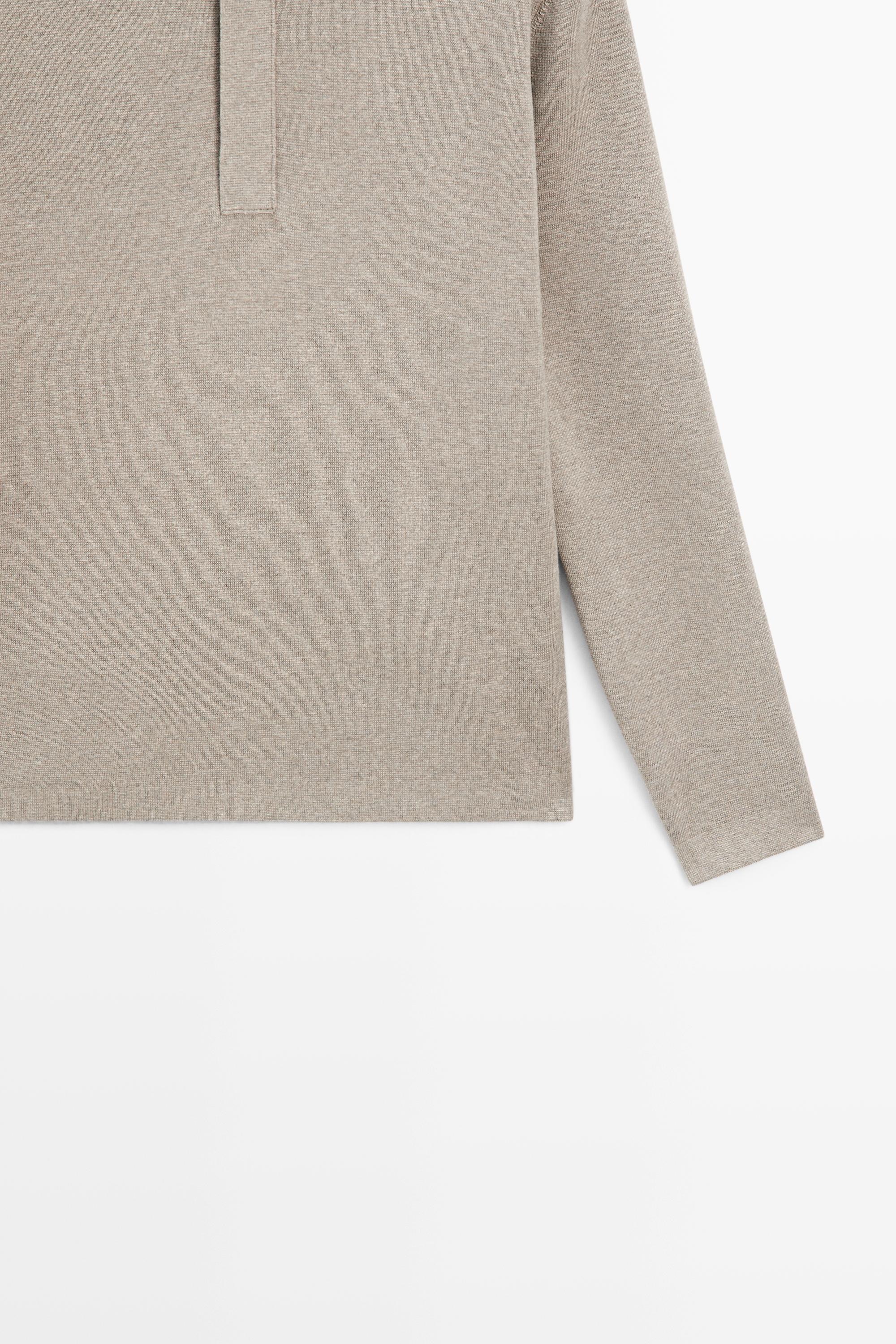 Cotton blend knit zip polo sweater